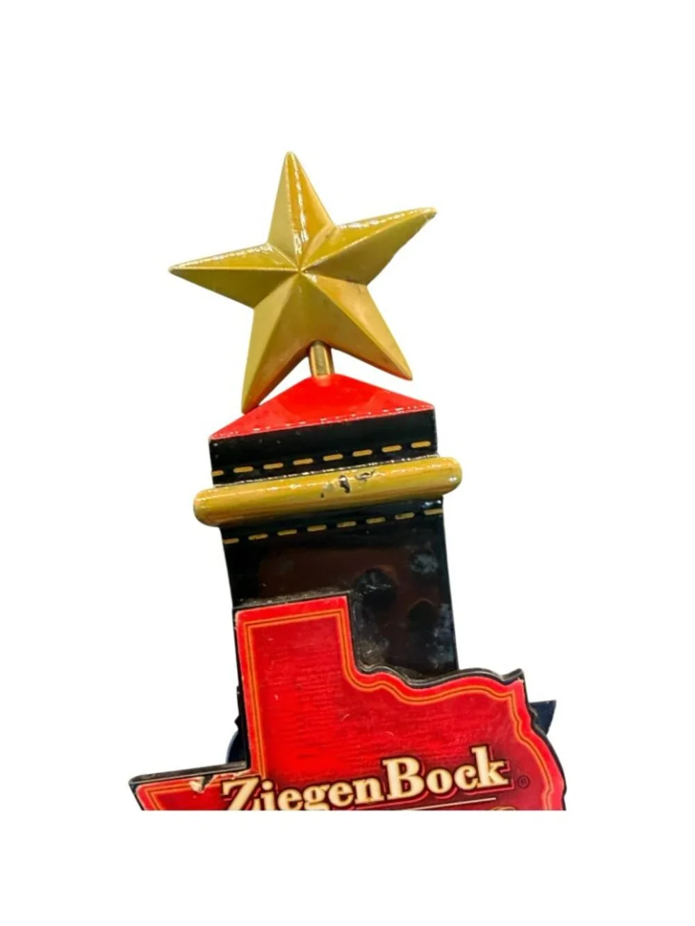 ZiegenBock Amber Texas Star Tap Handle Beer Keg Bar Decor Collectible 12” Tall